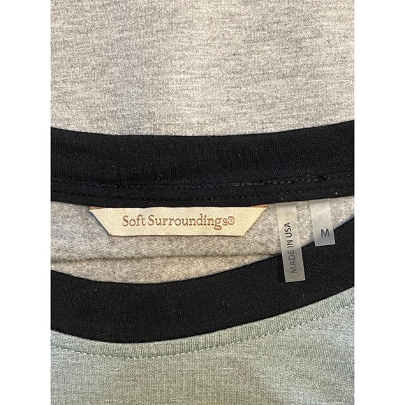 Womens Soft Surroundings Teal Gray Black Soft Pullover Sweatshirt Size M - Picture 4 of 7